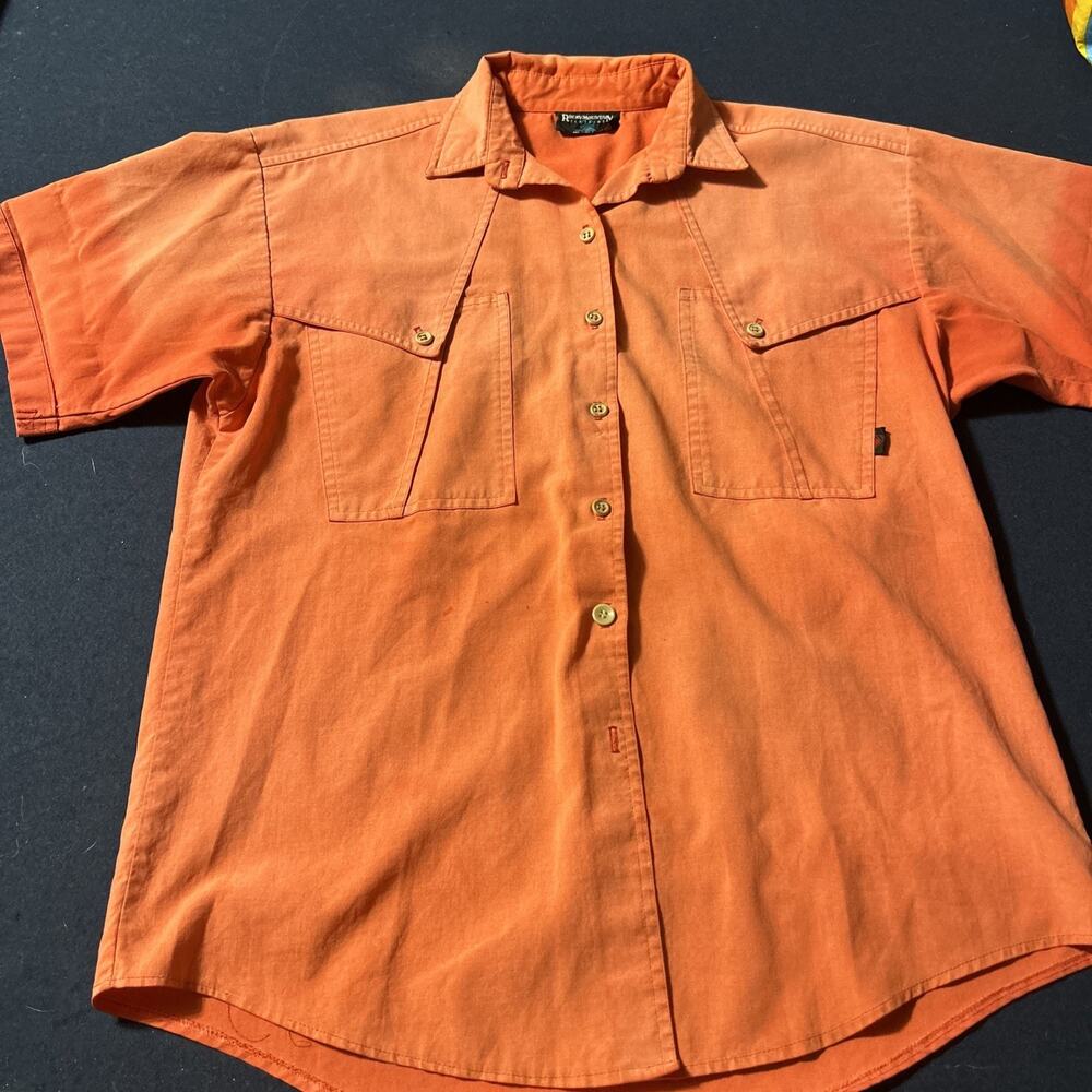 Rocky Mountain Clothing Men’s Orange Button Up Short Sleeve Shirt